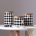thumbnail image 4 of Sugar Bowl With Lid, Fruit Bowl For Kitchen Counter, Ceramic Flour And Sugar Airtight Food Storage Containers For Kitchen，black Canisters Sets For The Kitchen Countertop-checkered triple jar, 4 of 8