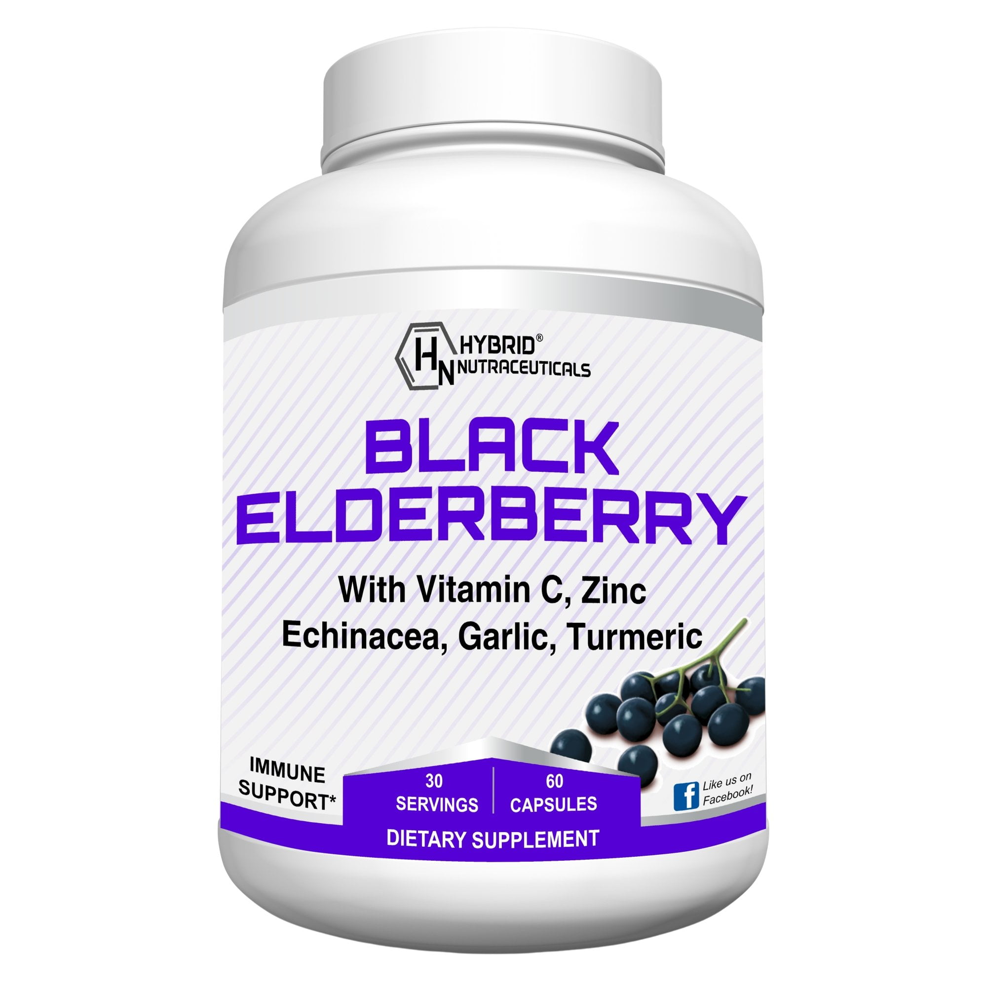Sambucus Black Elderberry Capsules, Immune Support with Echinacea