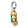 thumbnail image 2 of 14k Two-tone Pear Emerald and Diamond Halo Pendant, 2 of 4