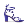 thumbnail image 3 of BLISSFUL STEP Chaussures pour Femmes à Bout Ouvert à Lacets Talon Bloc Sandales à Brides Bleu Foncé 10,5, 3 of 7