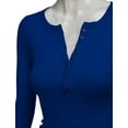 thumbnail image 4 of Doublju Women's Thermal Henley Long Sleeve Top with Plus Size, 4 of 4