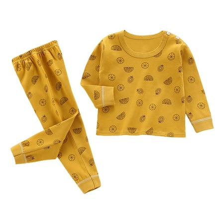 

JIEU Toddler Girl Boy Long Fruit Print Top Trousers Casual Loose Home Wear Set for 0 to 6 Years Suitable For Indoor Outdoor Baby Photography Baby Gifts
