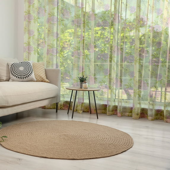 Garden Art Tulle Curtains with Rod Pocket, Tender Beauty of Spring Nature Theme with Hand Drawn Peony Blossoms and Buds, Sheer Drape for Wedding Party 2 Panels, 7 Sizes, Multicolor, by Ambesonne