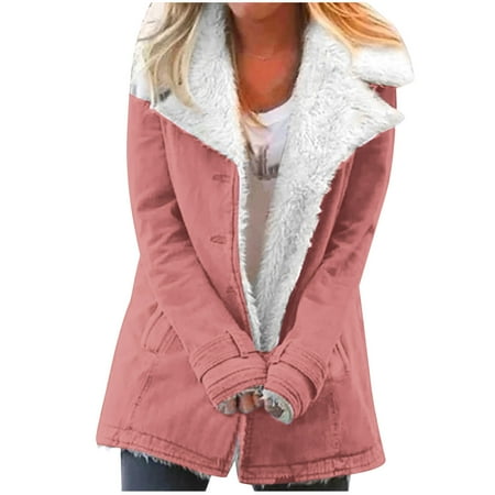 Women's Lapel Loose Plush Jacket Fashion Long Sleeve Button Down Winte main image 1