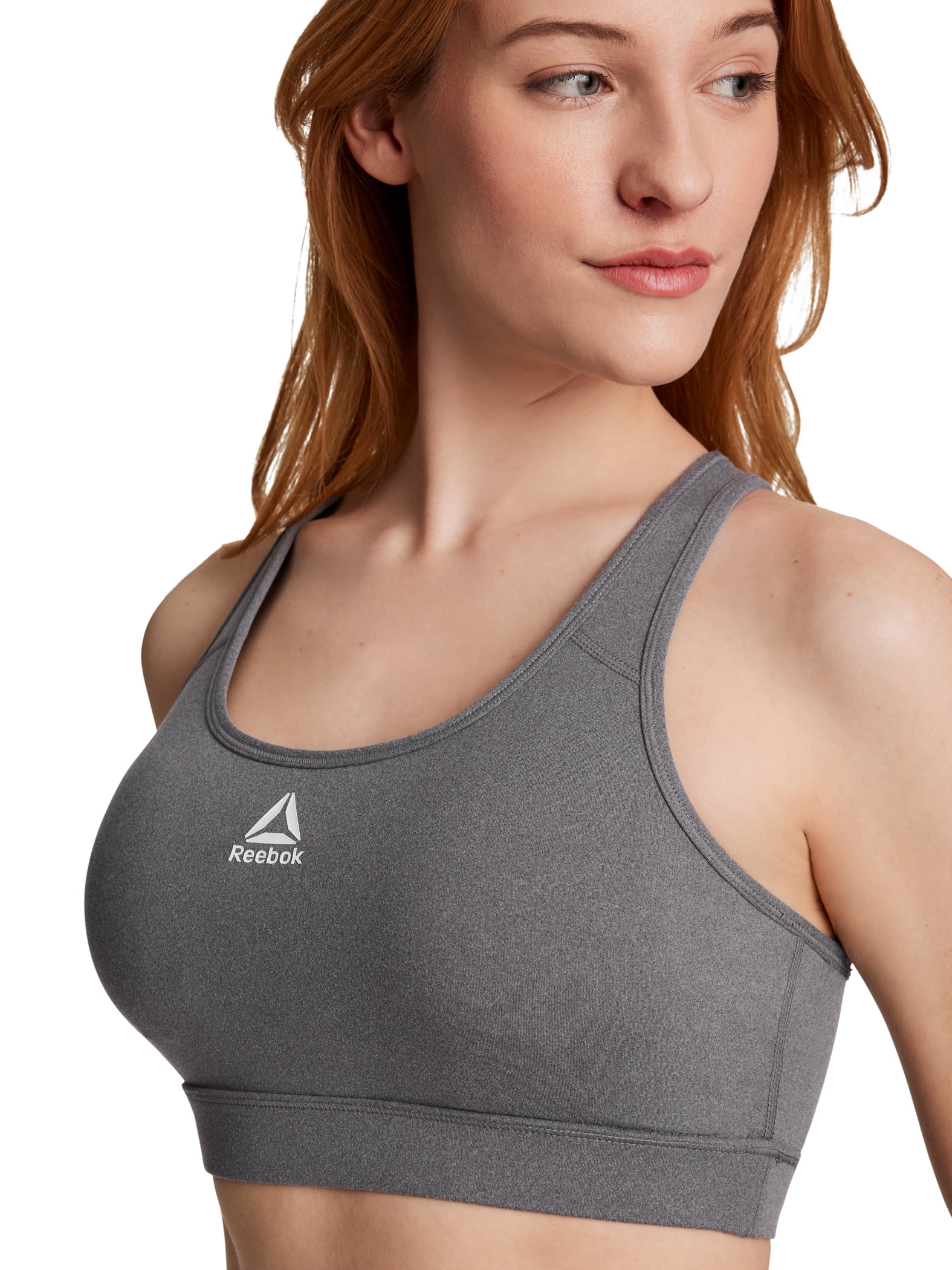 Reebok Women's and Women's Plus Medium Impact Stronger Sports Bra with Mesh Panel and Removable Cups, Sizes XS-4X