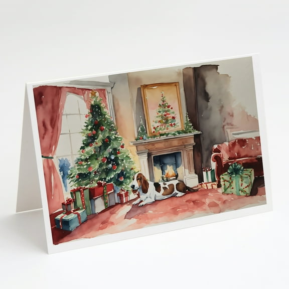 Basset Hound Christmas Greeting Cards and Envelopes Pack of 8 7 in x 5 in