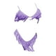 thumbnail image 2 of Trajes de baño triangulares para mujer, conjunto de bikini con borlas y tirantes finos de dos piezas con aros Morado L, 2 of 6