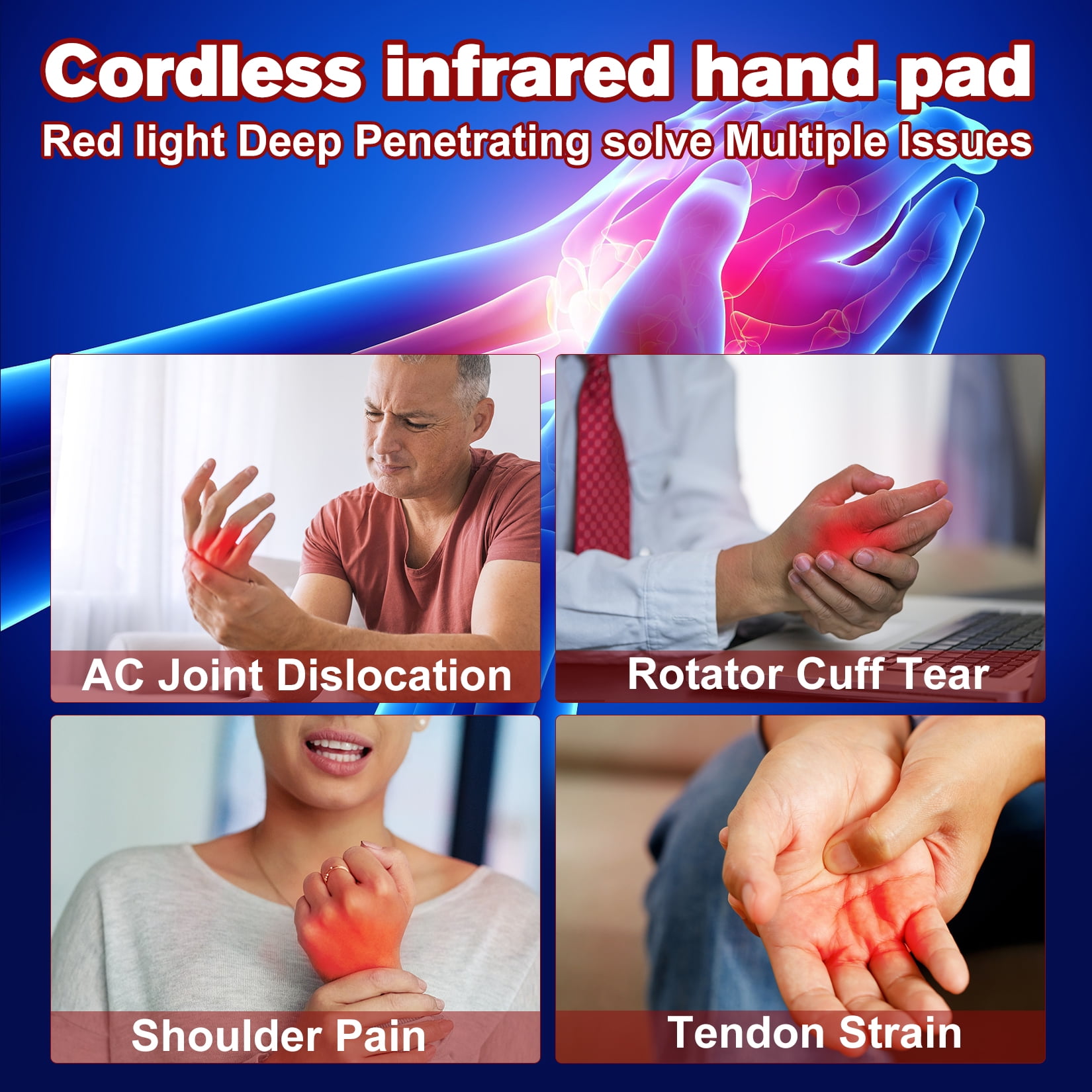 TUOYR Cordless Red Light & Near Infrared Light Device for Hand, Perfect Gift Present for Man/Woman/Family