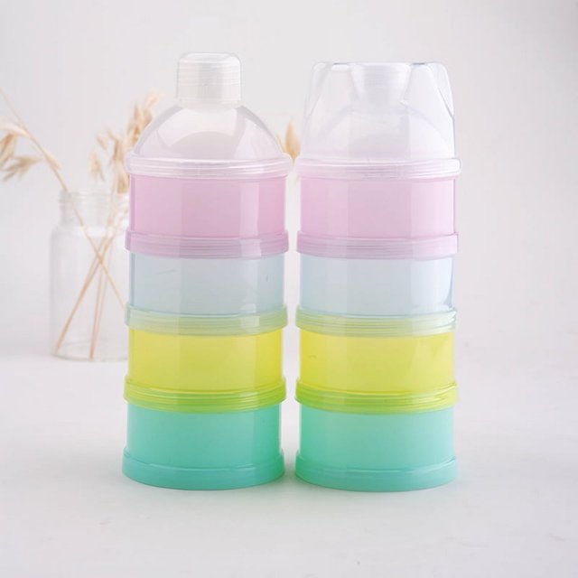 Dispensador de fórmula de leche en polvo para bebé de 4 capas, contenedor de fórmula de viaje, contenedor apilable de almacenamiento de bocadillos para bebé con asa, sin BPA, paquete de 2 Sincero Electrónica