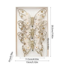 hengsof 3PCS Christmas Hanging Butterfly Ornaments Glitter Butterfly Ornaments for Christmas Tree Winter Xmas Party Decoration