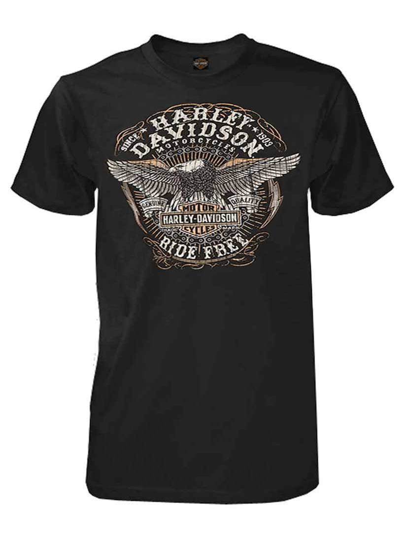Black Harley-Davidson Women's Distressed Eagle V-Neck Short Sleeve Cotton Tee Black Harley-Davidson Women's Distressed Eagle V-Neck Short Sleeve Cotton Tee