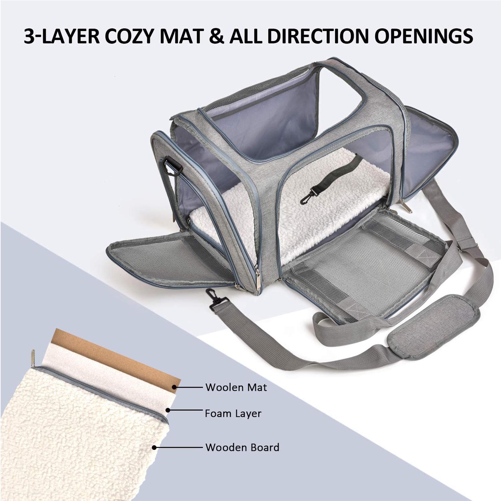 Wewdigi Pet Carrier, TSA Airline Approved, Gray, Up to 15 lbs photo 2