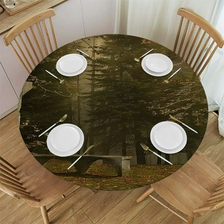 

BCIIG Fantasy Gothic Forest Round Table Cover Stain Resistant Washable Indoor Outdoor Tablecloth Kitchen Dining Wedding Parties 100% Polyester 38-42