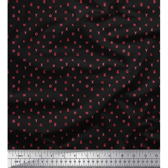 Soimoi Silk Fabric Alphabets Shirting Print Fabric by Yard 42 Inch Wide