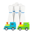 thumbnail image 1 of Juego de bolos para niños, juego de bolos y coches, liso, sólido, reutilizable, juguetes educativos para niños, para la escuela, el hogar, regalos de, 1 of 9