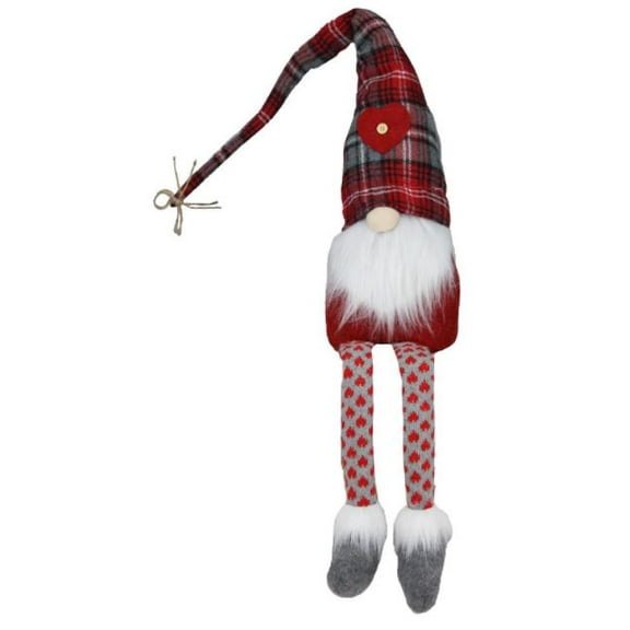 Craig Bachman 30.75 Inch Sitting Gnome (Plaid/Knitted)