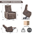 thumbnail image 3 of Leumius Power Lift Recliner Chair with Massage and Heat for Elderly,Heavy Duty Electric Reclining Chair with Side Pockets,USB Charge Port for Living Room,Brown+Chenille, 3 of 10