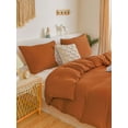 thumbnail image 3 of Burnt Orange Bedding Sets King Rust Duvet Cover Set Solid Pattern Washed Microfiber, No Filling, 3 of 9