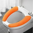 thumbnail image 2 of Fdelink Warm Mat Thicker Bathroom Toilet Seat Cover Pads Soft Warmer Toilet Seat Cushion Cover Stretchable Washable Fiber Cloth Easy Installation Comfortable Toilet Lid Seat Cover Toilet Mat Orange, 2 of 7