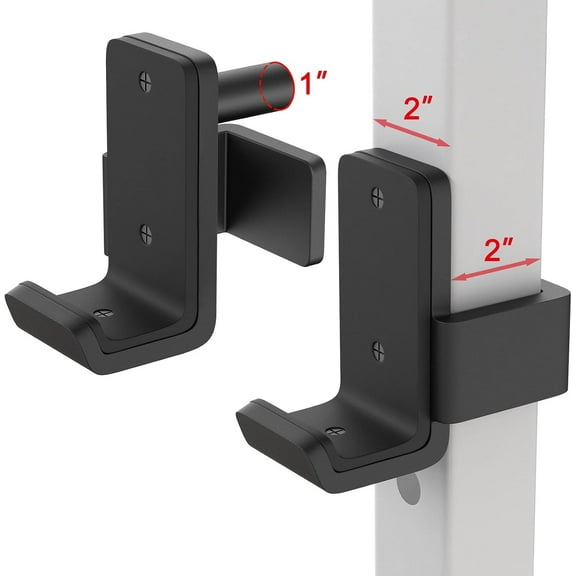 Solid Steel J Hooks for 2" x 2" or 3" x 3" Tube Power Cage with 1" 1/2" or 5/8" Hole Squat Rack Attachment, J-Hook Barbell Holder for Power Rack, Set of 2