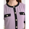 thumbnail image 4 of DARING DIVA Short Sleeve Pleated Trendy Contrast Color A-Line Midi Dress S Purple, 4 of 6