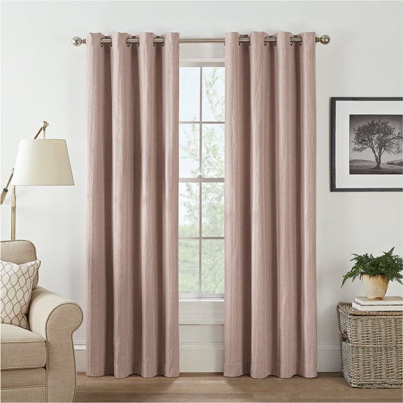 Eclipse Basel Dot Draft Stopper 100% Blackout Grommet 50 x 84 Curtain Panel in Blush