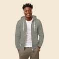 thumbnail image 3 of Dalix Cappuccino Embroidered Zip Hoodie Fleece Long Sleeve Pocket Warm Soft Mens in Heather Stone 2XL XX-Large, 3 of 5