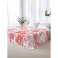 thumbnail image 5 of Red Pink Flowers California King Size Flat Sheet, Wrinkleproof & Fadeproof Cooling Flat Bed Sheet Only, Watercolor Summer Botanical Floral Breathable Soft Bedding Top Sheets 108 x 98 Inches, 5 of 8