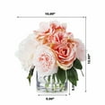 thumbnail image 6 of Enova Home Artificial Flowers Mixed Silk Pink Peony and Roses Fake Flowers Arrangement in Clear Glass Vase for Home Office Wedding Decoration, 6 of 6