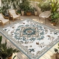 thumbnail image 2 of Outdoor Rug 3x5 ft Boho Waterproof Outdoor Patio Rug Mat Non Slip Outside Area Rugs Carpet for RV,Camping,Porch,Deck,Pool,Balconybackyard,Retro Pattern Aqua Blue, 2 of 9