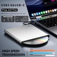 thumbnail image 4 of Unidad de DVD Externa para PC - Grabadora de CD/DVD Super Drive con Ranura USB-C, Unidad Óptica Conectar y Usar, 4 of 5