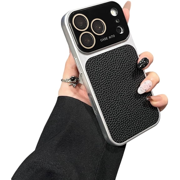 Leather Back Camera Protect Phone Case for iPhone (iPhone 17 Pro,Gray)