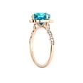 thumbnail image 3 of Blue Topaz 2.25 ctw Ring with Diamonds 14K Rose Gold Flower Leaves Halo, 3 of 7