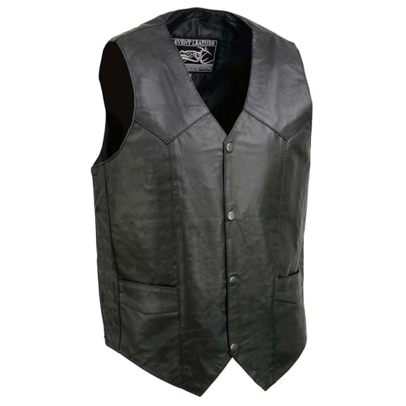 Event Leather Men's Classic Black Leather Vest - EL1310GO 2X-Large