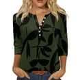 thumbnail image 2 of 3/4 Sleeve Tops for Women Henley Neck Button Down 3/4 Sleeve T Shirts Summer Casual Half Sleeve Tunic Tops, 2 of 4