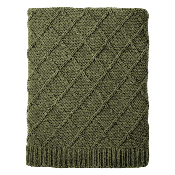 CREVENT Boho Soft Warm Chenille Green Knitted Throw Blanket for Home Decoration, 50''x60''
