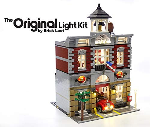 Acrylic Display Case LED Light Box for Lego Modular Building Fire Brigade 10197 