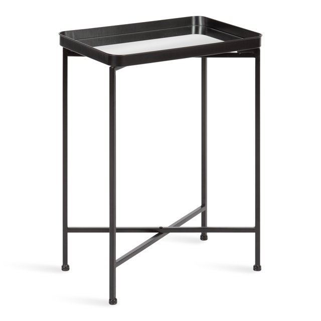 Kate and Laurel Celia Modern Side Table, 18 x 12 x 26, Black, Foldable Rectangular End Table for Storage and Display