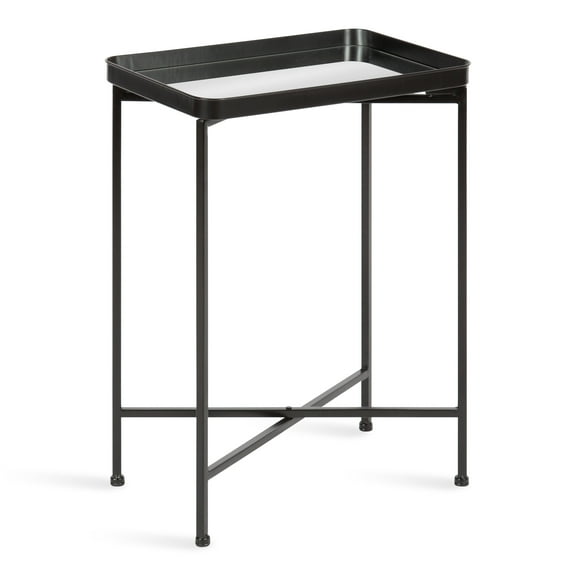 Kate and Laurel Celia Modern Side Table, 18 x 12 x 26, Black, Foldable Rectangular End Table for Storage and Display