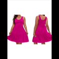 thumbnail image 2 of Vestidos de Verano para Mujer, de Gran Tamaño, con Hombros Descubiertos, Lisos, Sin Mangas, con Volantes en el Bajo, Vestidos Cortos con , Color Rosa Rojo, XXL, 2 of 7