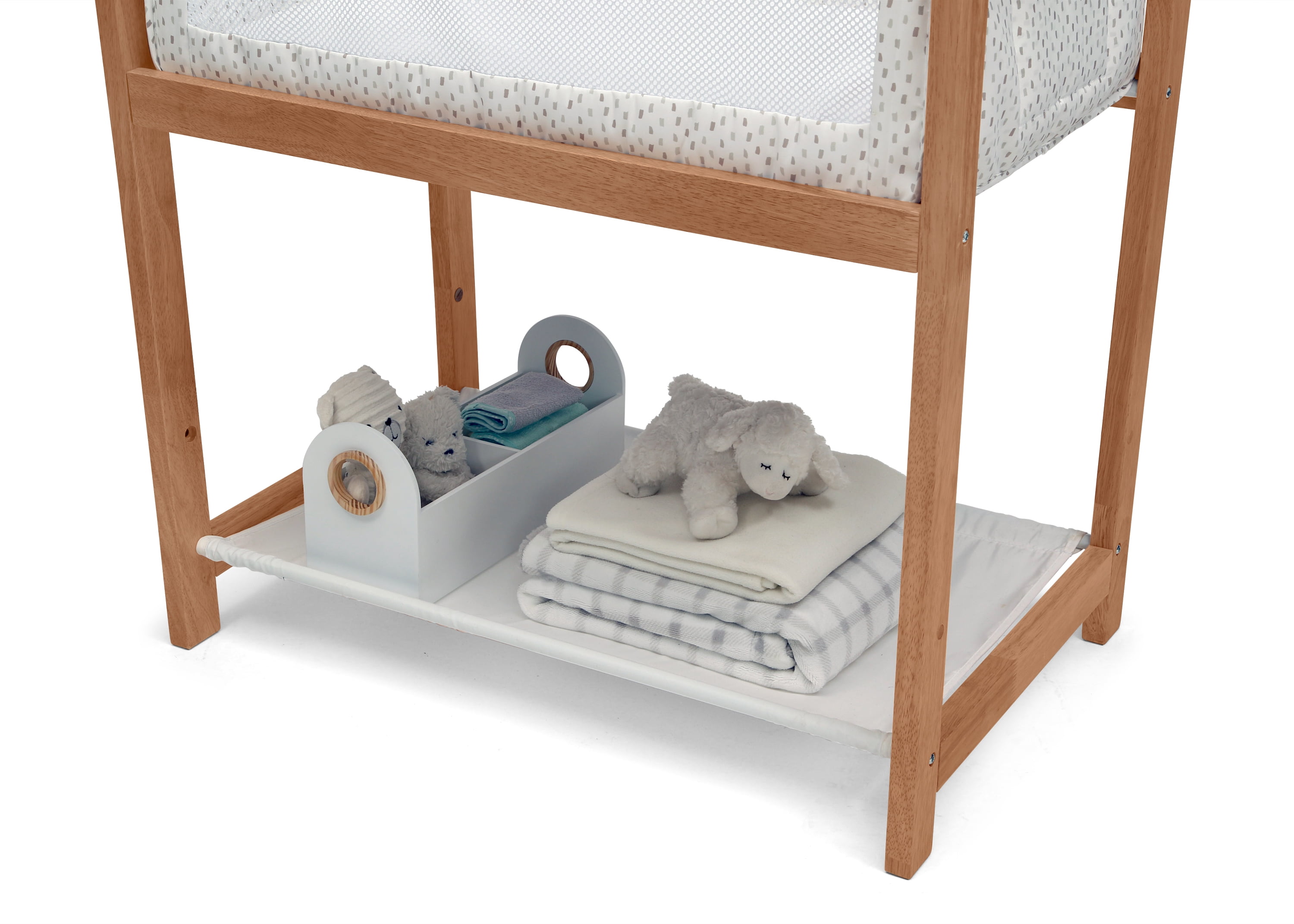 Link Portable Crib with High-End Wood Frame Delta Children Classic Wood Bedside Bassinet Sleeper 