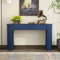 Harper & Bright Designs Fluted Console Table with Storage , Modern Wood Entryway Table with Drawers and Oval Top for Entryway and Living Room , Navy