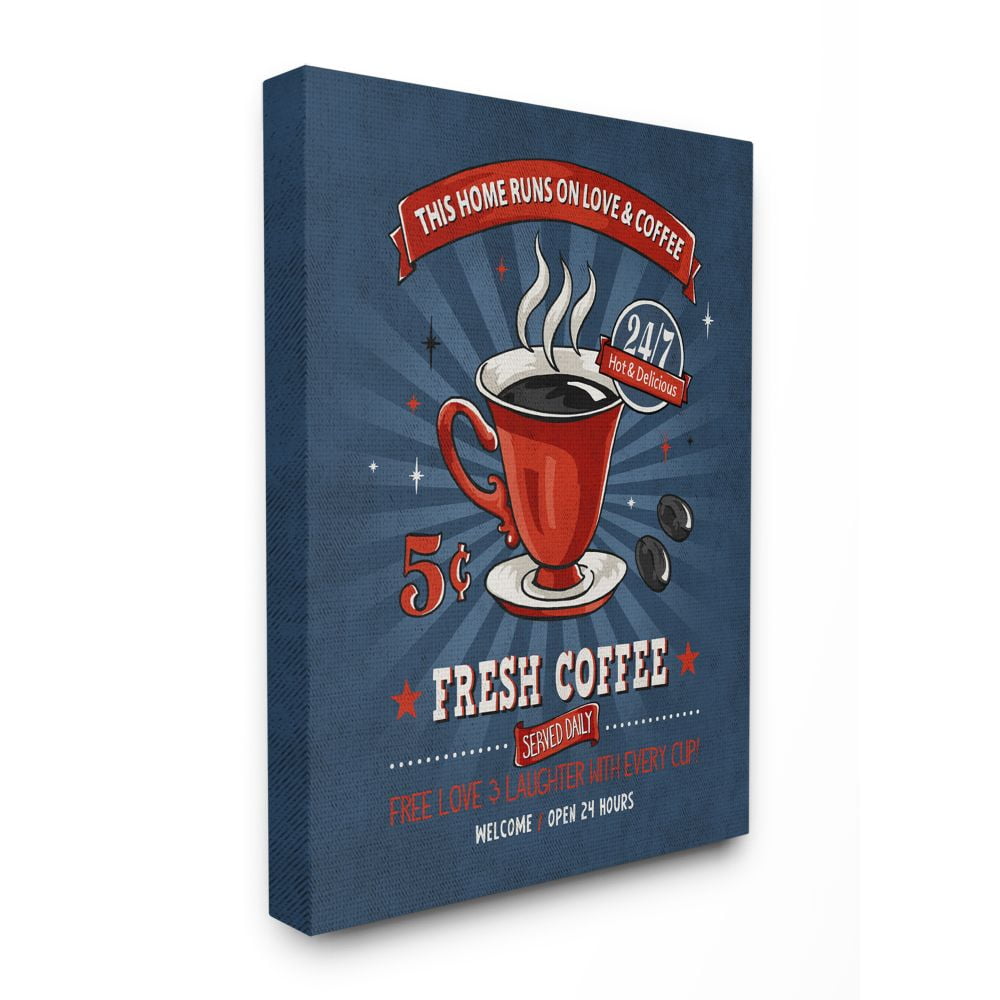 Stupell Industries Fresh Coffee Family Vintage Comic Book Design Canvas Wall Art by Ester Kay