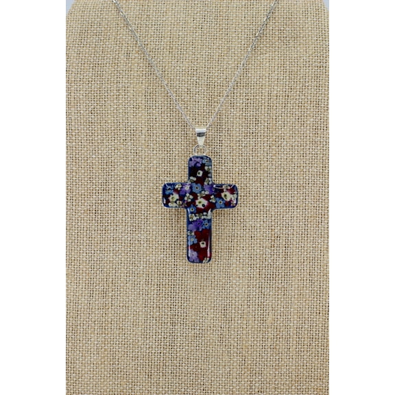 The Faith Gift Shop Cross with Purple Flowers - Guadalupe Collection