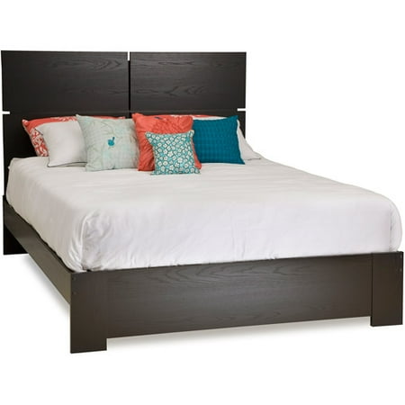 UPC 066311049817 product image for South Shore Mikka Queen Platform Bed and Headboard, Black Oak | upcitemdb.com