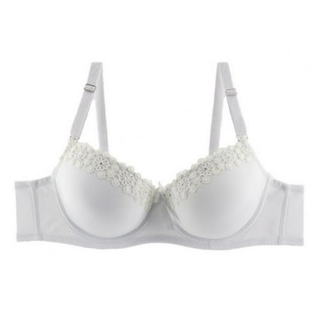

Women Glossy Bowknot Lace Edge Push Up Underwire 3/4 Cup Bra