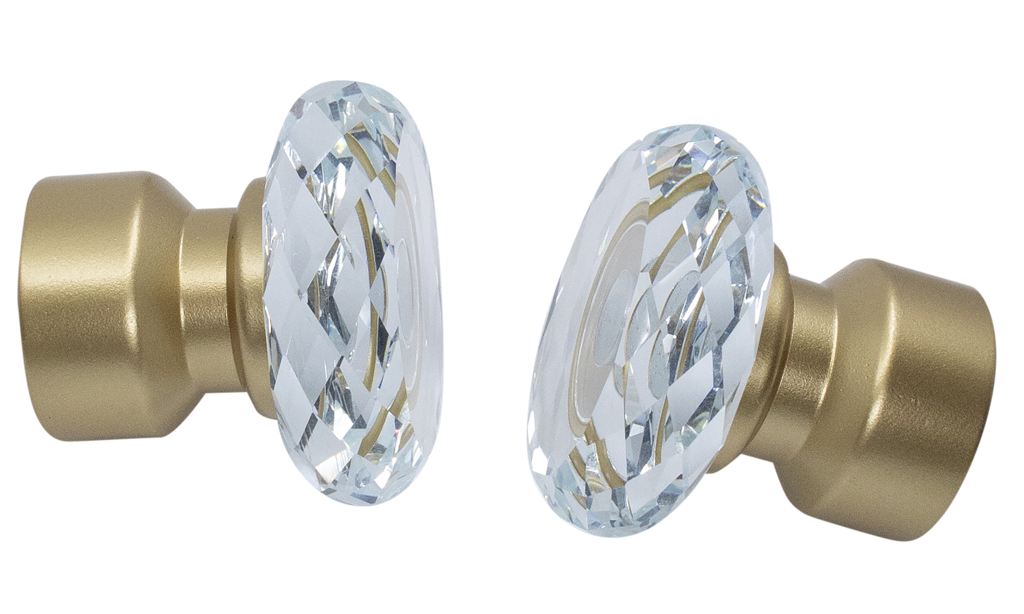 MERIVILLE 1-Inch Diameter Double Curtain Rod Set, 84–120 Inch Adjustable, Cut Crystal Finials, Royal Gold