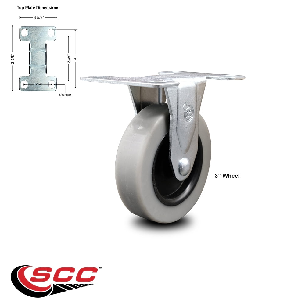 3 Inch Thermoplastic Rubber Wheel Top Plate Rigid Caster Service Caster Brand
