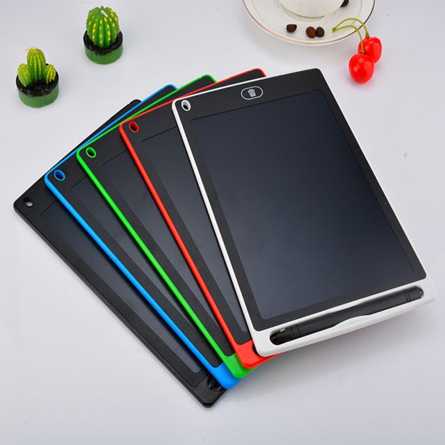 Injueey Mini tablero de mensajes de escritura de 10 pulgadas/12 pulgadas, tableta de dibujo LCD para niños, tablero de notas sin papel de escritura a Electrónica negro 12 pulgadas