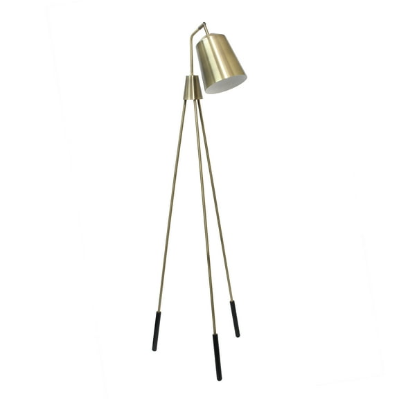 Elegant Designs Three Legged Antique Brass Floor Lamp with Shifting Shade
